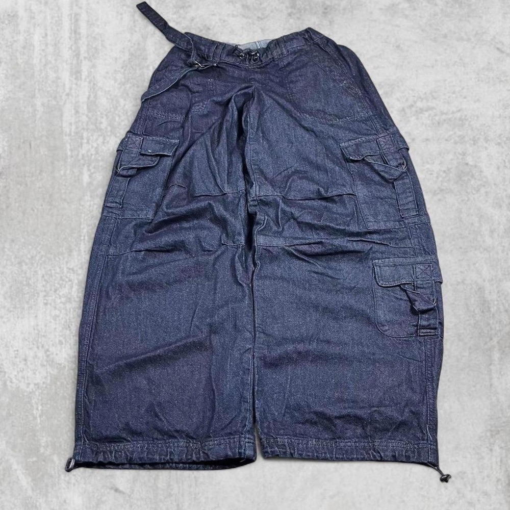 BDG Urban Outfitters Baggy Cargo Denim Pants Dark Wash Indigo Wide Leg Womens S